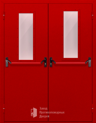 Фото двери «Двупольная с стеклом и антипаникой (красная)» в Павловскому Посаду