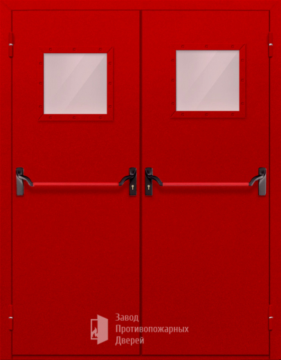 Фото двери «Двупольная со стеклопакетом и антипаникой (красная)» в Павловскому Посаду