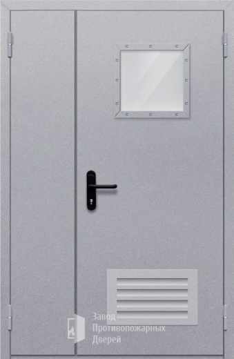Фото двери «Полуторная со стеклопакетом и решеткой» в Павловскому Посаду