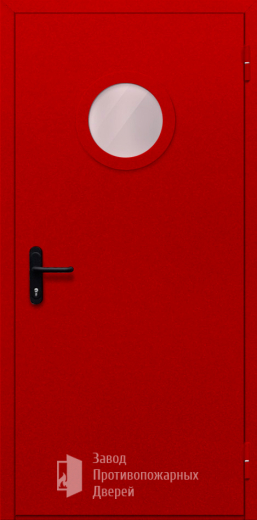 Фото двери «Однопольная с круглым стеклом (красная)» в Павловскому Посаду