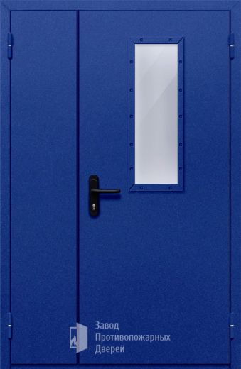 Фото двери «Полуторная со стеклом (синяя)» в Павловскому Посаду