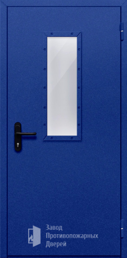 Фото двери «Однопольная со стеклом (синяя)» в Павловскому Посаду