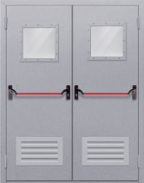 Фото двери «Двупольная со стеклопакетом и решеткой (антипаника)» в Павловскому Посаду