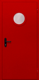 Фото двери «Однопольная с круглым стеклом (красная)» в Павловскому Посаду