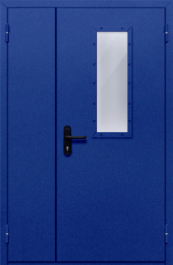 Фото двери «Полуторная со стеклом (синяя)» в Павловскому Посаду