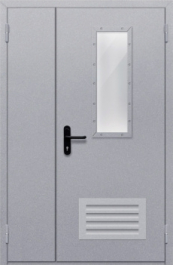 Фото двери «Полуторная со стеклом и  решеткой» в Павловскому Посаду