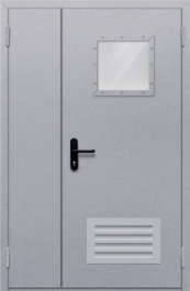 Фото двери «Полуторная со стеклопакетом и решеткой» в Павловскому Посаду