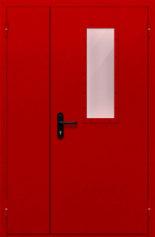 Фото двери «Полуторная со стеклом (красная)» в Павловскому Посаду
