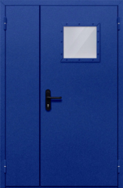 Фото двери «Полуторная со стеклопакетом (синяя)» в Павловскому Посаду